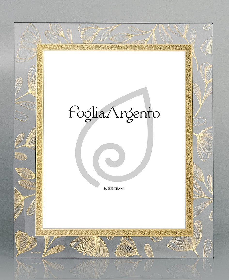 Portafoto Beltrami - Foglia Argento 999 con tulipani — vetro 13×18 cm
