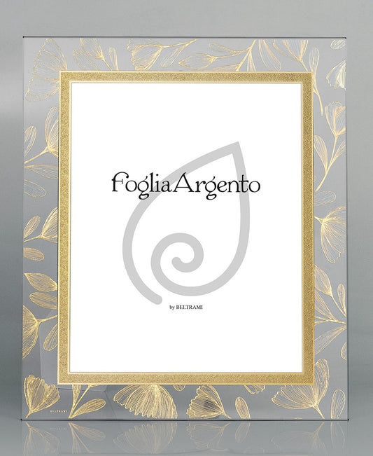 Portafoto Beltrami - Foglia Argento 999 con tulipani — vetro 13×18 cm